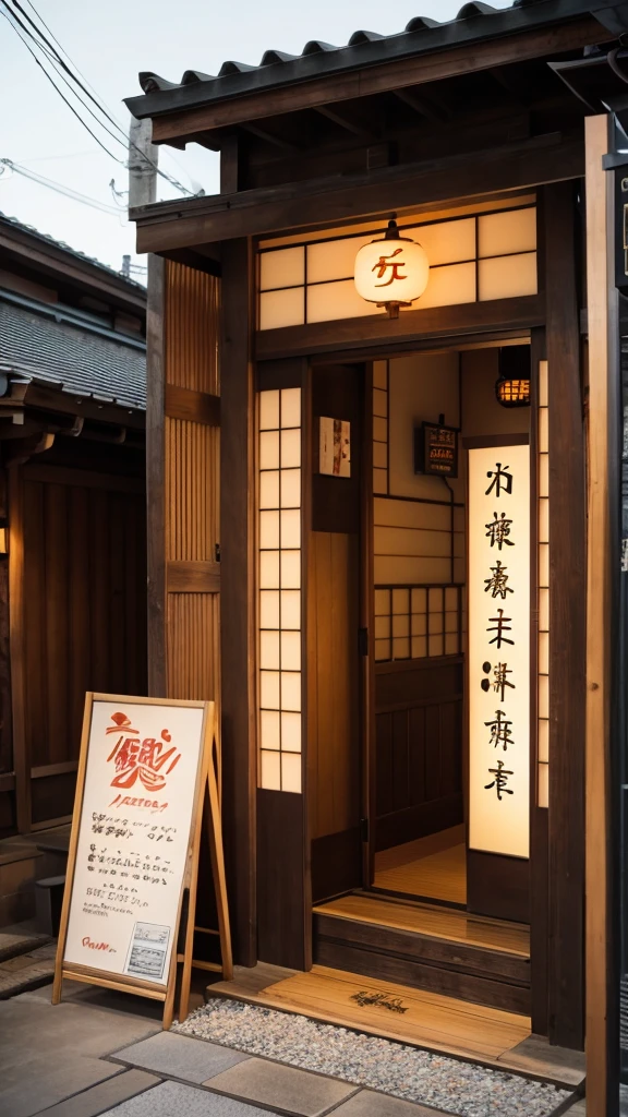 Realistic front entrance of a Japanese restaurant