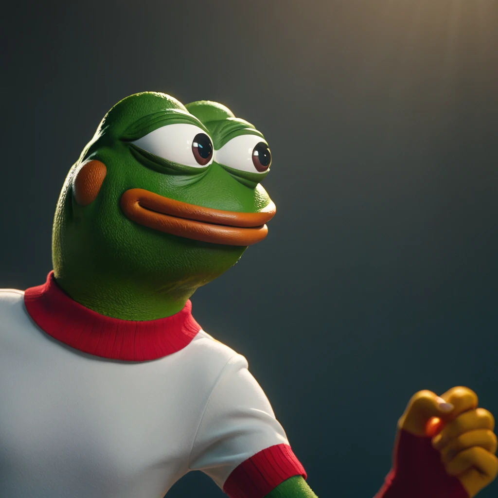Pepe the frog, ultra detailed, hyperrealistic, 3D render, chicken dance dynamic lighting, dramatic shadows, vibrant colors, intricate textures, cinematic composition, masterpiece, photorealistic, 8k, best quality