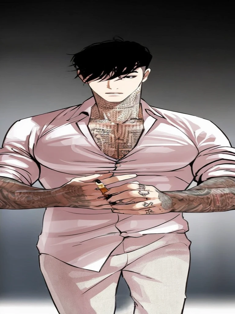 a close up of a person with tattoos on their arms and neck