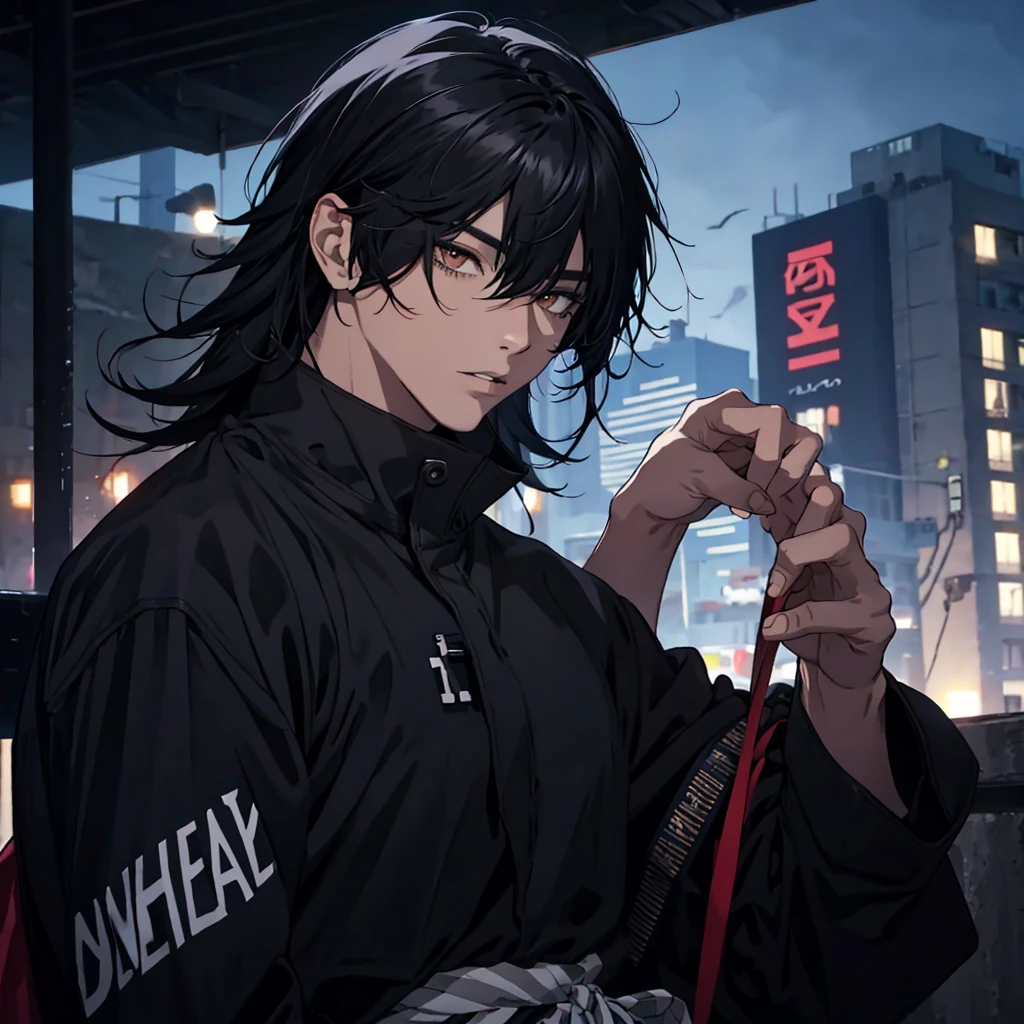 1 man night black hair mashwolfhair young