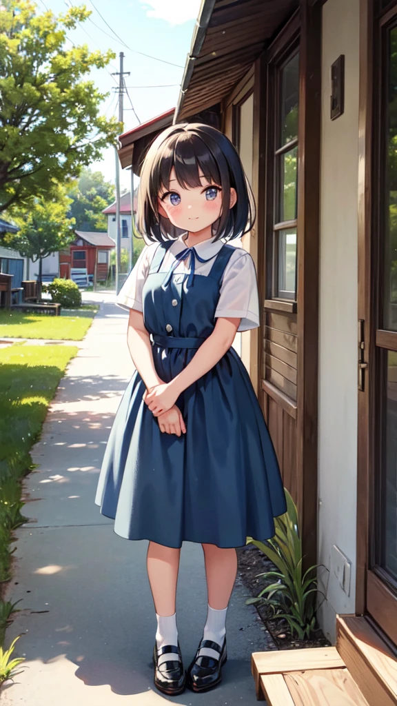 8--old l standing in a rural town, A fusion of 1950s and 1960s aesthetics,