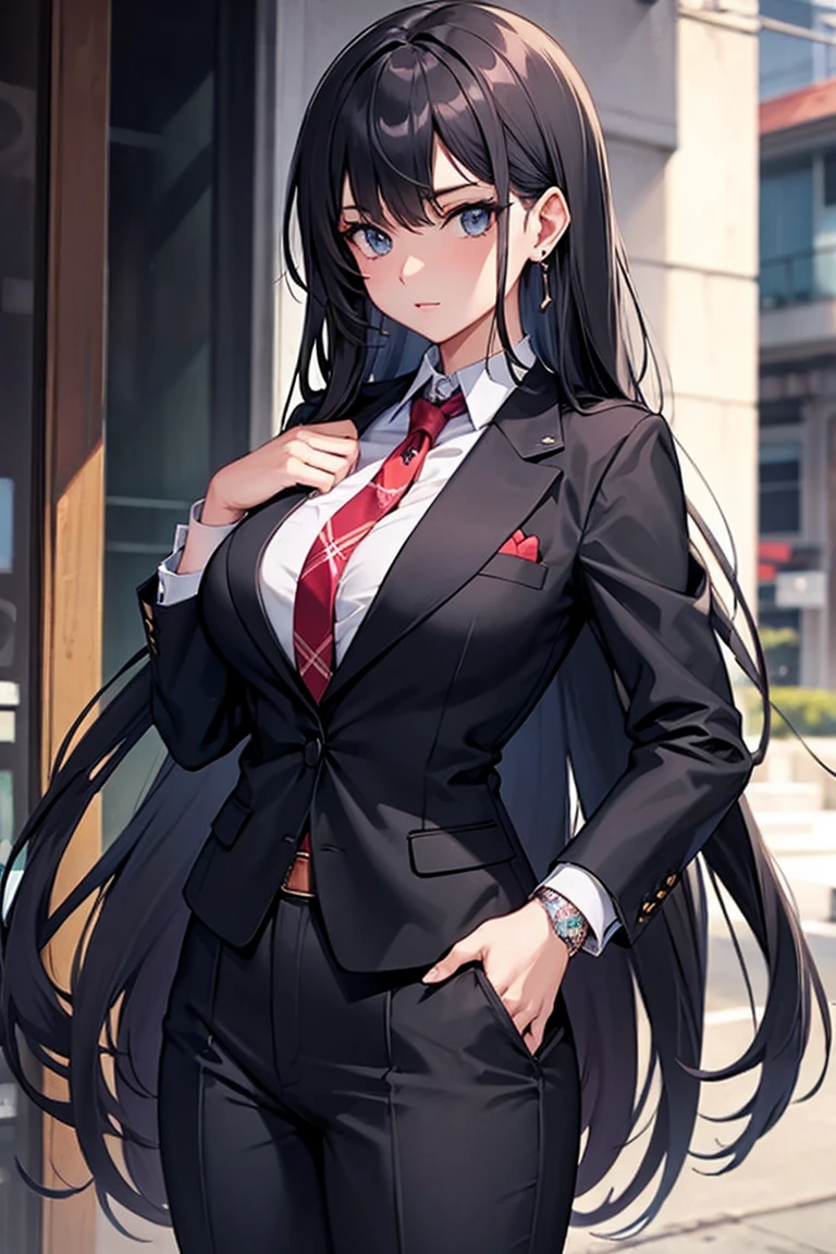 Cool girl high resolution Big Breasts Men's suits Expose Long Hair Earrings Tattoo