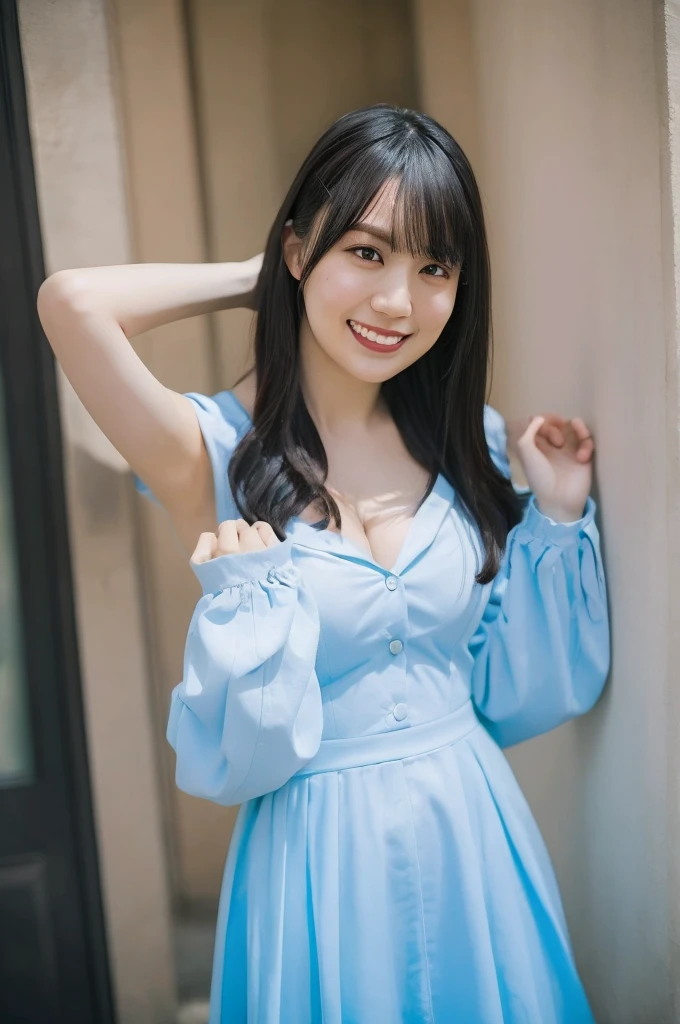 34 years old, 8K, RAW portrait of (Women in Japan), nudde、SFNW、photographrealistic, 超A high resolution, Best Quality, Real life photography , Dramatic, Atmospheric, ( At night :1.1),
1girl in, Very Beautiful Japan Woman, Women's Glamour Shots, Long hair, Natural Skin,, (Smile:0.8)、Slender body, (Shyness:1.4)、(bustshot)、(Close-up on the chest:1.7)、inside in room、
Big beautiful detailed eyes, Black hair, beautiful detailed nose,(depth of fields:1.6),
Light Blue Silk Dress, Hair Ornament,(( nipples protruding from the dress:1.4))、((Woman showing off her nipples :1.4 ))、((disheveled dresses:1.3))、
Simple background, (tilt head:0.3), ((Look Camera:1.4)),((dark-brown eyes:1.5))
