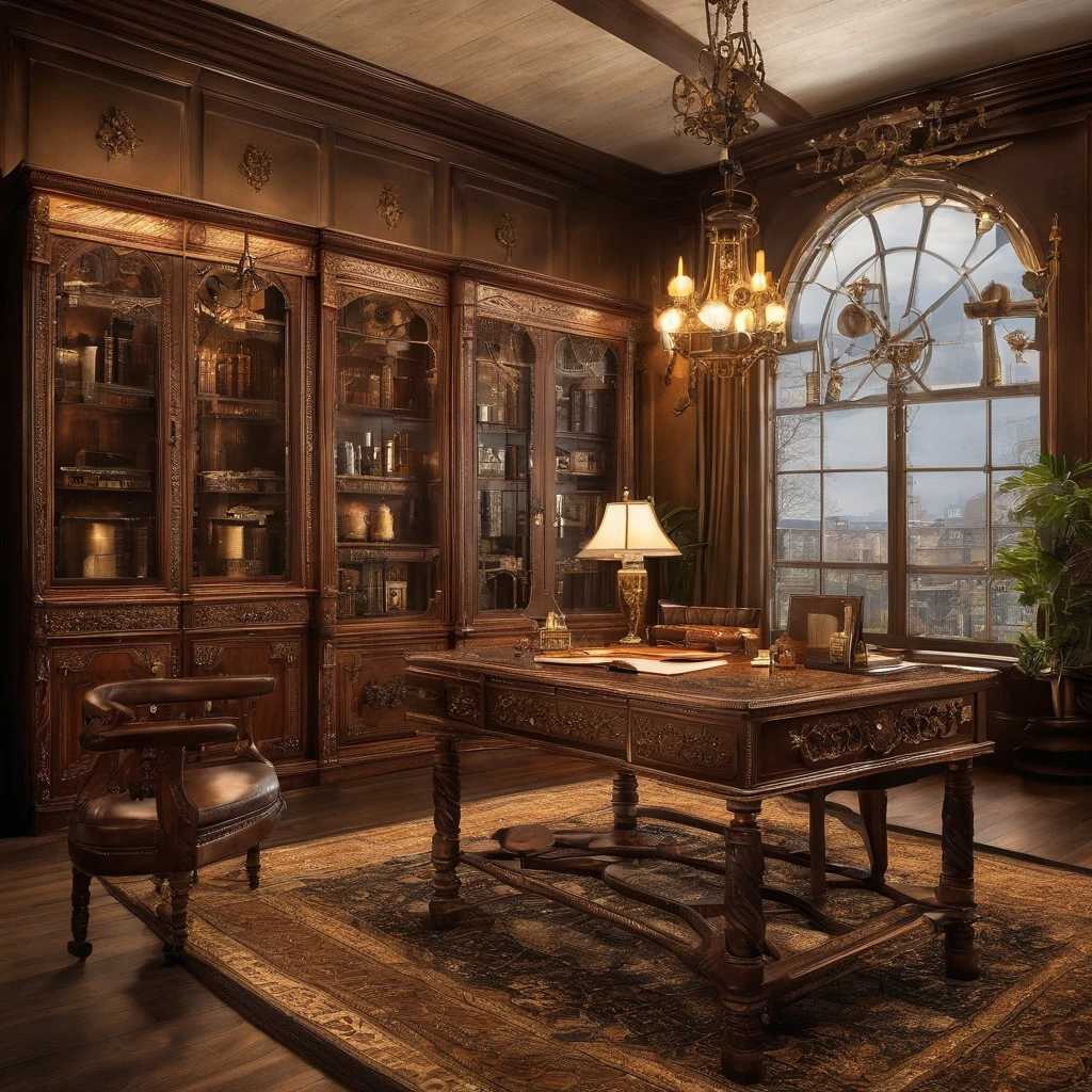 A lovely study room,There was a cup of coffee on the table,There are a lot of decorations, Pictures and books,There is also an open window,You can enjoy the night view under the starry sky,There are no characters in the room,The bookshelves are gorgeous,Sunlight was shining through the room,The room was warm and bright,Full of life