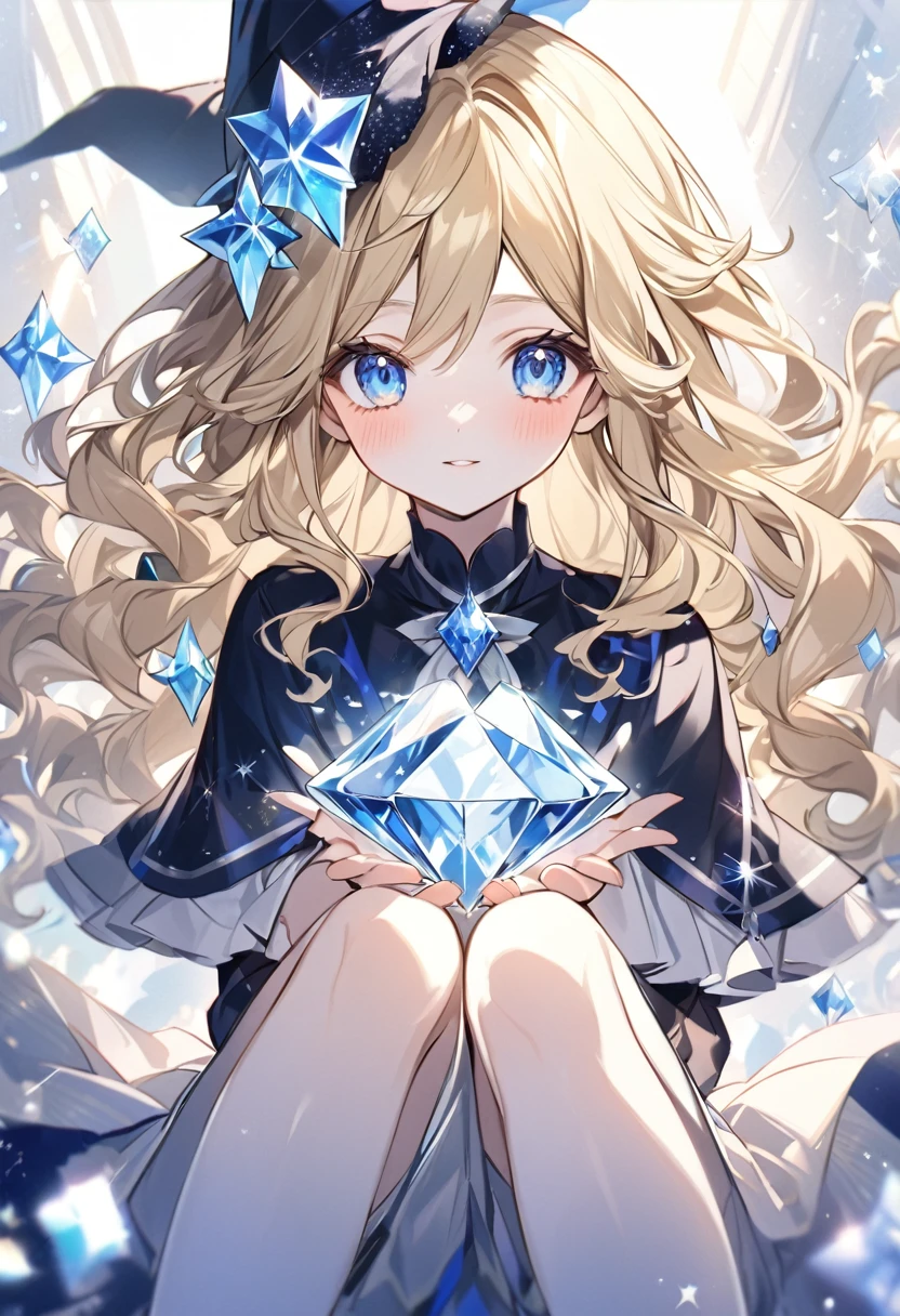 Blonde　Wavy Hair　Blue Eyes　Fair skin　cute　beautiful girl　17 years old　164㎝　kind　Different world　Wizard　ice　Diamond dust