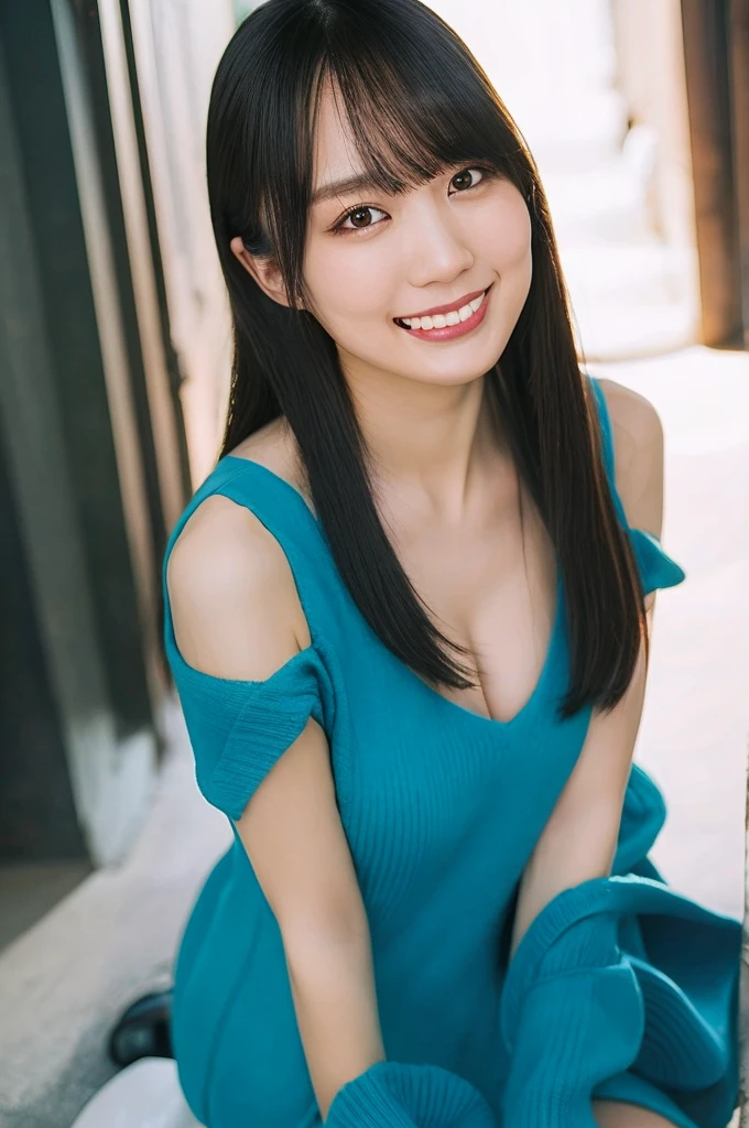 a woman,1 girl,black hair, hair bobbles, longeyelashes, solid circle eyes, light smile, mole under eye, piercing, light smile, shy, puckered lips, Surrealism, drop shadow, stereogram, ass pov, atmospheric perspective, depth of field, first-person view, f/1.8, 8K, super detail, ccurate, best quality, highres, best quality,full body,professional lighting,Cleavage