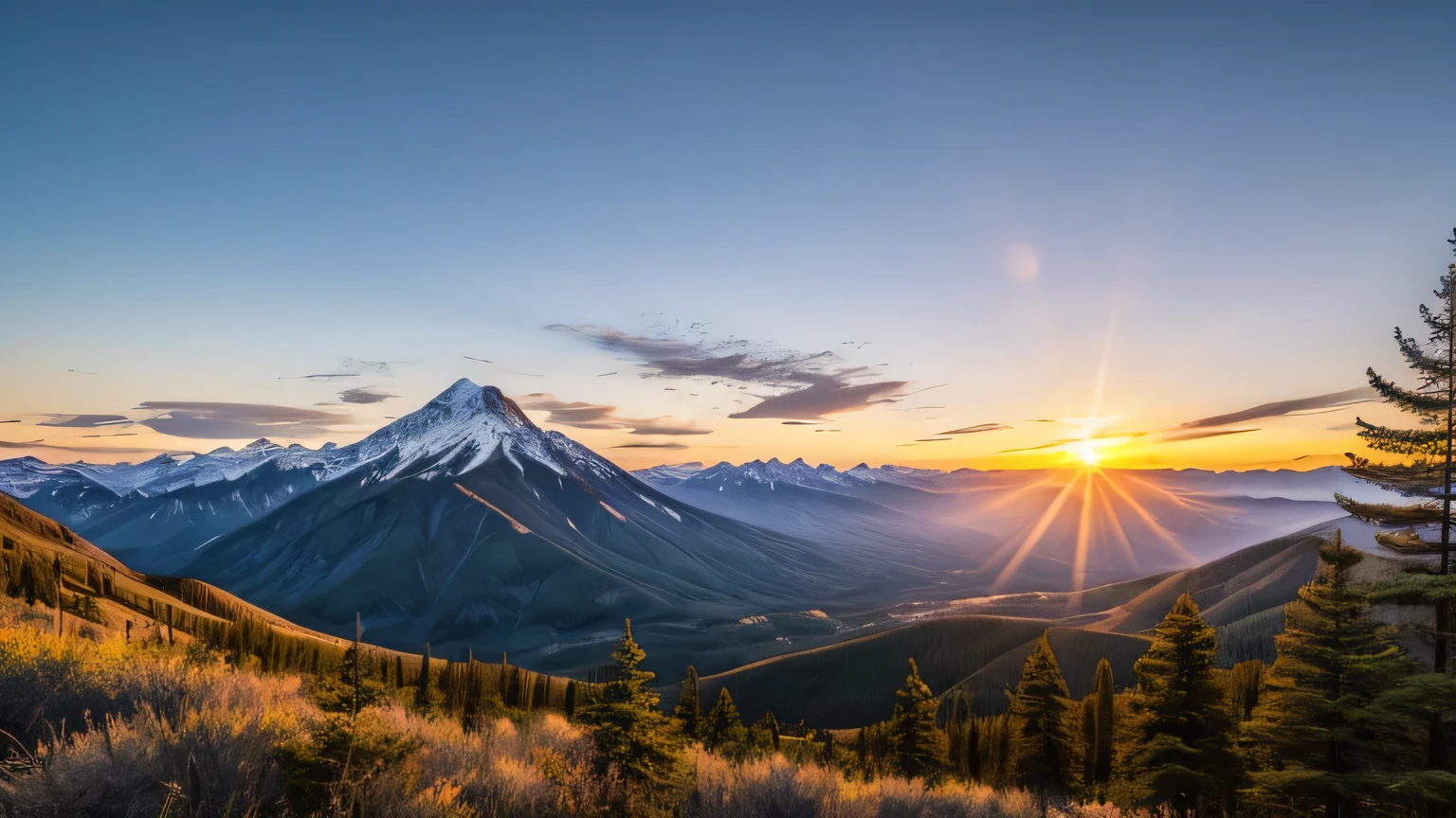 Mountain sunset scenery