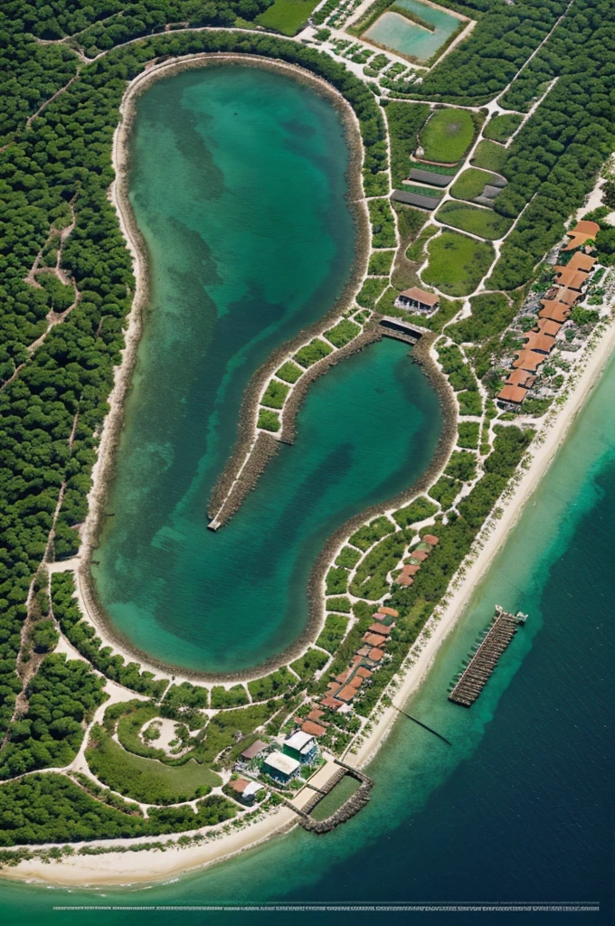 An emerald map with the following places Emerald land terminal Museum of regional archeology Wildlife refuge mangroves Mega carapa factory Hacienda grill restaurant Bird Island Sua Beach Peñón del Suicidal 

