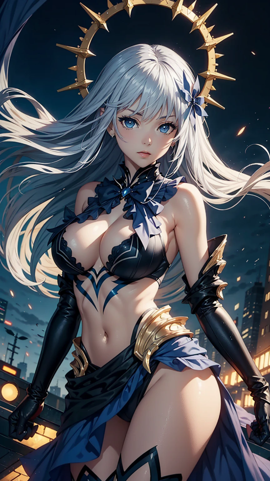 Masterpiece, top quality, high detailed, detailed face, bright eyes, outdoors, blur background, dynamic poses, dynamic angle, from front,standing, (huge breasts), drk1