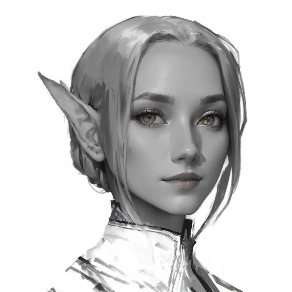 drawing of a woman with an elf head and collar, portrait эльфа, a portrait эльфа, portrait, portrait днд, женский portrait гоблина, elven character with smirk, female elf, dnd Художественный portrait персонажа, dnd Концептуальный portrait персонажа, portrait персонажа dnd, Концептуальный portrait персонажа, Справочник по portraitной ролевой игре, half elf woman, Художественный portrait персонажа