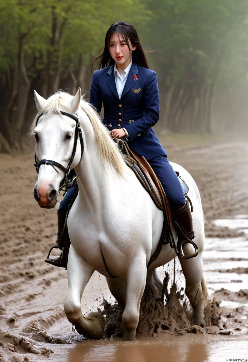 (((masterpiece))),(((Highest quality))),((Tabletop:1.4, Highest quality)), (Realな写真:1.4),
((1 cute girl knight)),rodeo,
(超High resolution:1.2),, wonderful, Very detailed CG Unity 8k wallpaper, Very detailed, High resolution,draft horse ridden by japanese cute girl,tight,muddy place,Beauty,
Cold Light, Beautiful detailed girl, Droopy eyes,Very detailedな目と顔, Beautiful and exquisite nose, Beautiful and exquisite, draft horse ridden by a girl can't move because horse and girl soak in the sticky muddy deep pitfall:10.0 , horse falls down ,looks pained ,Displeased face:8.0,Real,Anatomically correct