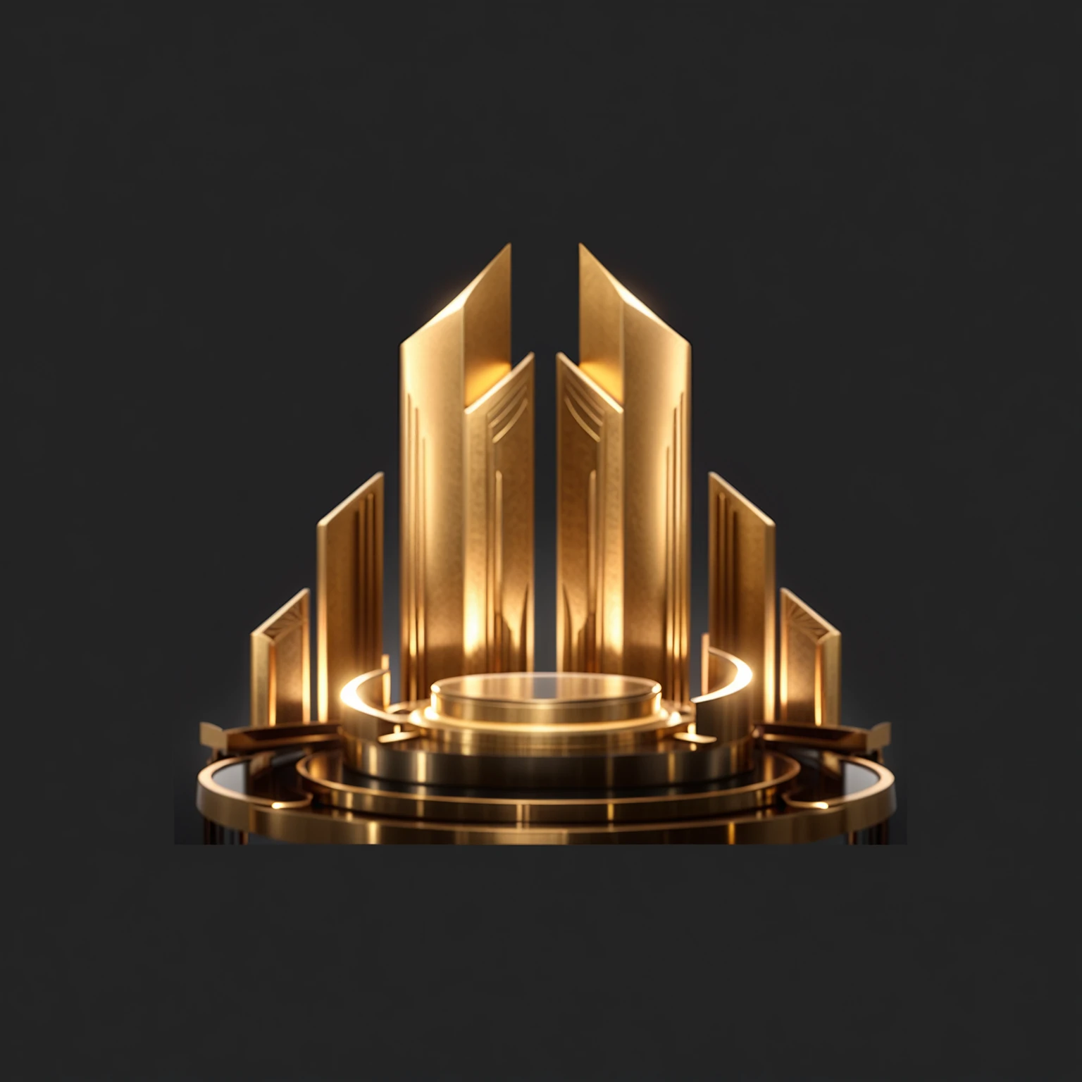 a Kanekoen trophy with a black background, Kanekoen pillars, Kanekoen towers, cg awards gallery, cgsociety award, award winning movie, Award-winning images, ( Art Deco ), The award-winning, The award-winning风格, Kaneko, pure Kaneko pillars, 3d icons for mobile games, Kanekoen lighting, The award-winning CGI, ethereal Art Deco, Luxurious HD rendering, Art Deco shapes