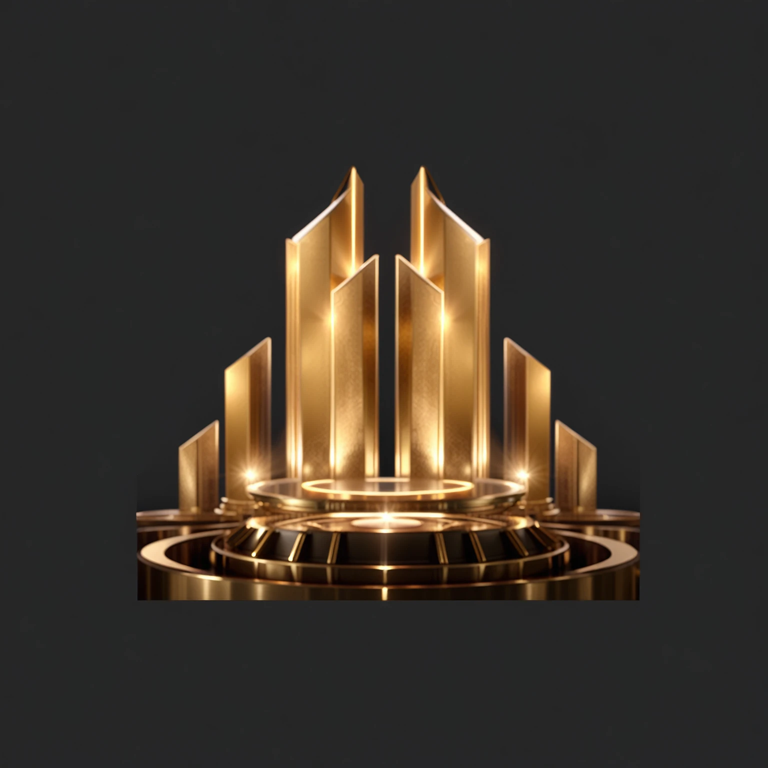 a Kanekoen trophy with a black background, Kanekoen pillars, Kanekoen towers, cg awards gallery, cgsociety award, award winning movie, Award-winning images, ( Art Deco ), The award-winning, The award-winning风格, Kaneko, pure Kaneko pillars, 3d icons for mobile games, Kanekoen lighting, The award-winning CGI, ethereal Art Deco, Luxurious HD rendering, Art Deco shapes