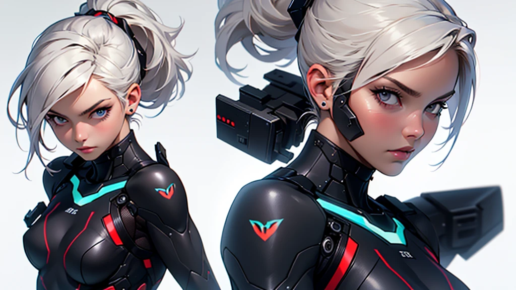 (((Young White Woman))), ((Best Quality)), ((Masterpiece)), (Detail: 1.4), 3D, A Beautiful Cyberpunk Woman with Simon Bisley-style micro thong, Genesis evangelion neon style clothing, 2-piece clothing, Long silver hair, arm tatoo, cybernetic hands, pastel, Centered, scale to fit the dimensions, nffsw (High dynamic range),Ray tracing,NVIDIA RTX,Hyper-Resolution,Unreal 5,Subsurface Dispersion, PBR Texture, Post-processing, Anisotropy Filtering, depth of fields, Maximum clarity and sharpness, Multilayer textures, Albedo and specular maps, Surface Shading, accurate simulation of light and material interactions, Perfect proportions, Octane Render, Two-tone lighting, Wide aperture, Low ISO, White Balance, thirds rule, 8K Raw, Crysisnanosuit,loraeyes,nijistyle,pantyhose, freckles, nsfw, sexual pose ,High detailed, 300dpi, pornstar, ((((white background))), (((sexy pose))), (((flirt))), Blue eyes