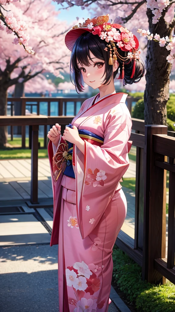 cherry blossoms Maiko kimono Traditional Realistic flower camellia vivid Japan