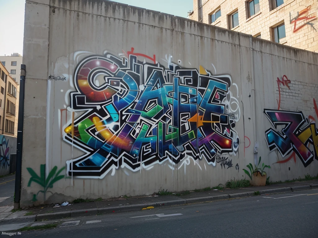 realistic photo of a long wall full of graffiti with the words "UNLIMITED IMAGINATION" at the top, make sure the writing is correct and legible