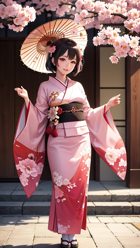 cherry blossoms Maiko kimono Traditional Realistic flower camellia vivid Japan