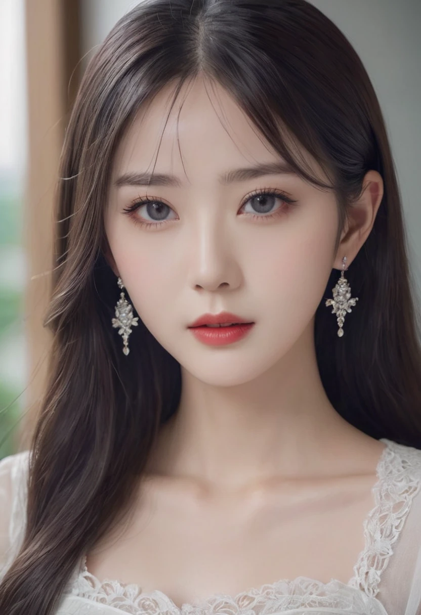 Top CG, Highest image quality, masterpiece, gentle beautiful girl, (185cm美女), (fit), Imperial sister, Queen temperament, White skin, ((long legs)), perfect facial features, Bright Eyes, Seductive pose, red lips, beautiful and cold (A major breakthrough)), beautiful and brave, soft and long hair, Shiny, lace, net, Visible through clear skin, wear glasses, Diamond earrings, Black skirt), 8k quality, (Realistic portraits), Characters fill the screen, (face lighting), ((eternity)
