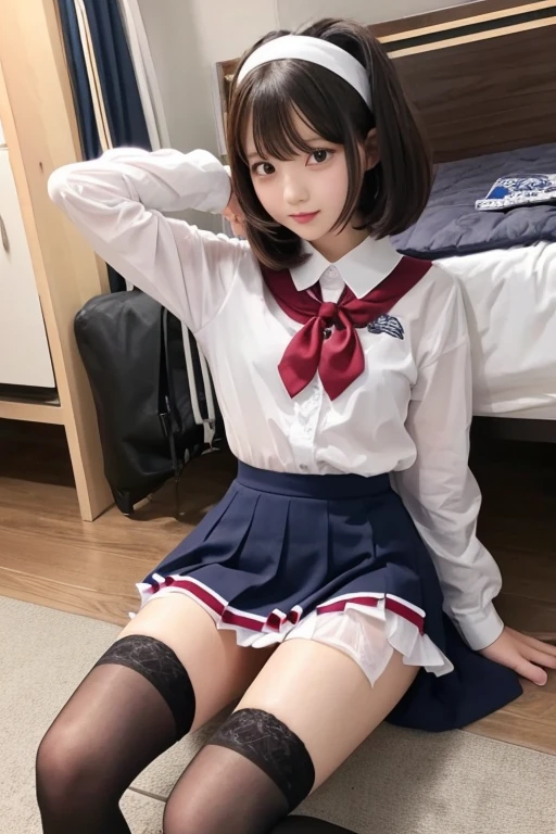 Cute Girls、high school girl、Bob Hair、Idol、mini skirt、stockings、See-through、sit
