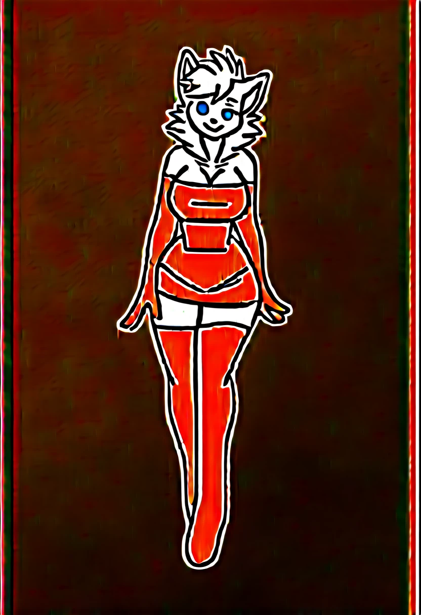 hexteknik, by hexteknik,  score_9, score_8_up, score_7_up, score_6_up, score_5_up, score_4_up, source_furry, rating_safe, anthro, solo, clothing, female, mammal, elbow gloves, legwear, handwear, breasts, gloves, armwear, white body, white fur, hi res, blue eyes, clothed, fur, looking at viewer,  thigh highs, smile, hair, stockings,  on a starship