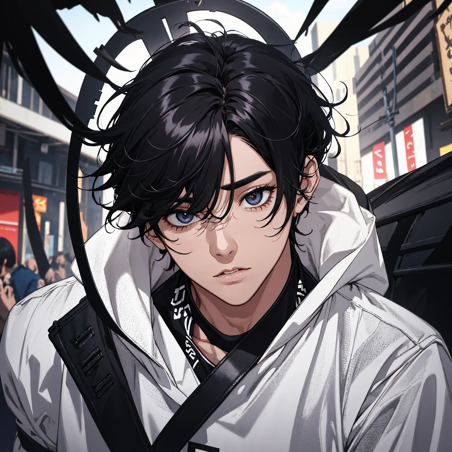 1 man night black hair mediumhair young blackeye