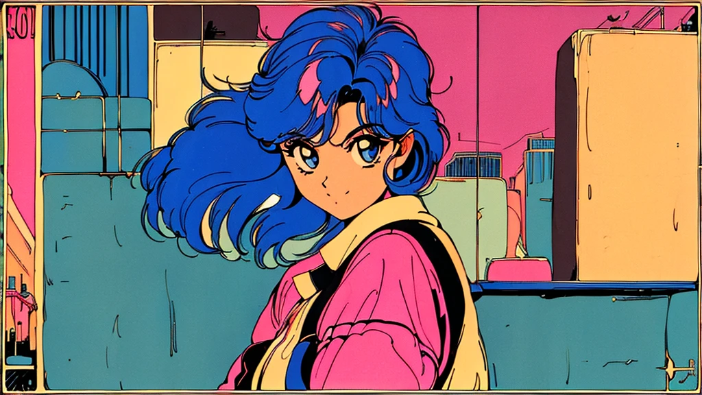 (80's, Retro, City Pop Poster:1.5), , (masterpiece, Highest quality), (anime, figure), Best Photo Poses, Dynamic Angle, Cowboy Shot, alone, smile, A perfect eye for detail, Delicate face, High Fashion, Retroなゲームセンター、American casual、jazz、the 90s、Vintage、tobacco、speaker、Saxophone、rain、 Cool Guy、Knight、City Boy、Retro、