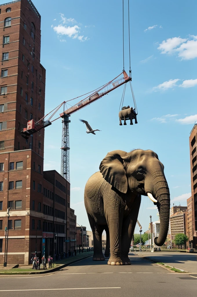 I'm looking for a picture for a YouTube video, which, sadly, will be an elephant being hanged by a crane in front of 2,000 people. generate 3D photo
