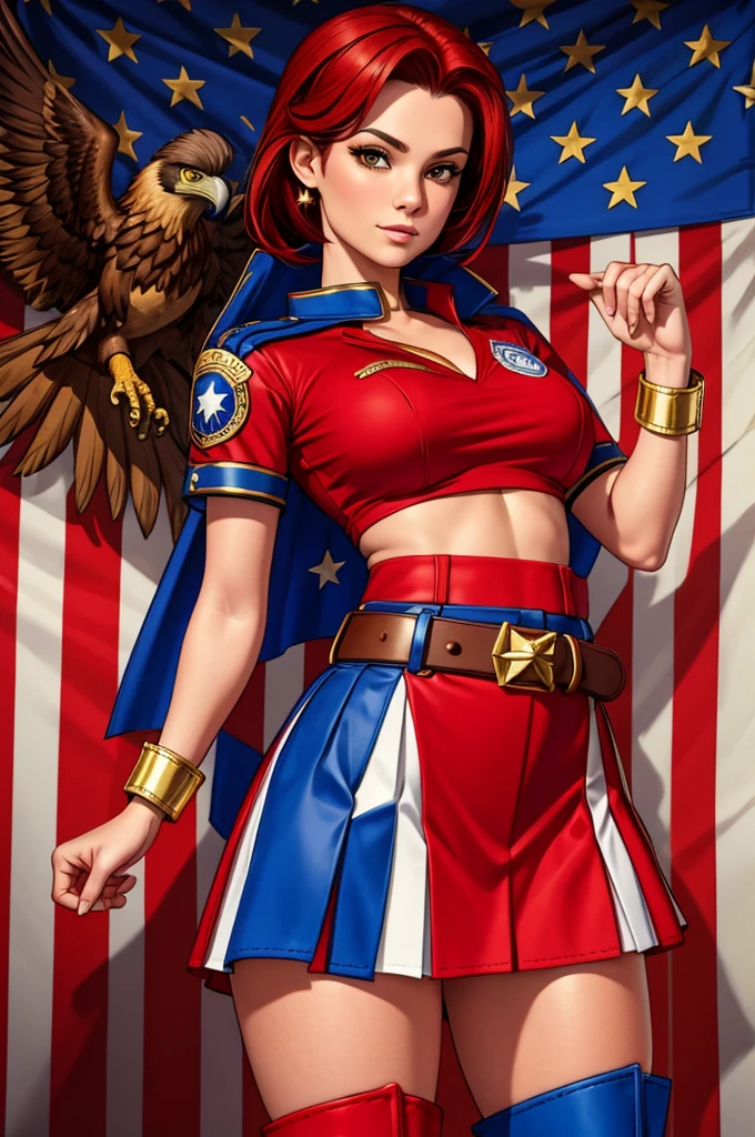 British woman Super Hero Blue Red and White England clothes England flag