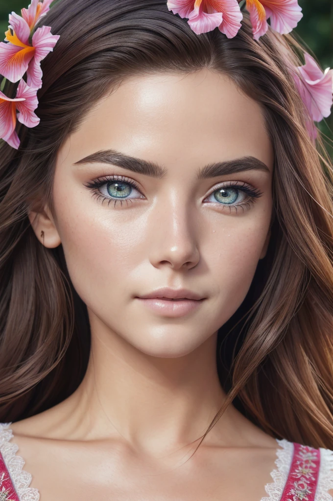 woman in a lusious garden, [red_matte_makeup:2], [green_shirt:5], [blue_eyes:4]
RAW, analogue, Nikon Z 14mm ultra-wide angle lens, award-winning glamour photograph, 
((best quality)), ((masterpiece)), ((realistic)), subsurface scattering, radiant light rays, high-res, detailed facial features, high detail, sharp focus, smooth, aesthetic, extremely detailed, 
(extremely detailed eyes, extremely detailed iris), extremely detailed hair, extremely detailed skin, extremely detailed clothes, octane render, photorealistic, realistic, post-processing, max detail, realistic shadows, roughness, 
natural skin texture, real life, ultra-realistic, photorealism, photography, 8k UHD, photography, hdr, intricate, elegant, highly detailed, sharp focus, stunning, beautiful, gorgeous, (photorealistic), (realistic), 
professor, solo, sexy best quality, highly detailed, masterpiece, ultra-detailed, illustration, small pink lips,
[(colorful explosion psychedelic paint colors:1.21)::0.2], colorful, detailed eyes, intricate face, black background, simple background, dearness, high contrast, (secret:0.9),