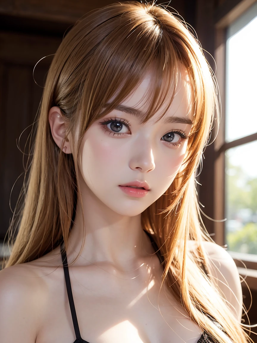 Unparalleled beauty, Glossy, firm and shiny skin, Bangs between the eyes, Beautiful shiny, straight platinum blonde, Super long straight silky hair, eyeliner, sexyで美しい無邪気な, Amazingly large and high quality、beautifully、Bright Blue Eyes, beautifullyて素敵な, ((Huge ))、((erotic、sexy、Ultra-high resolution、The lighting is bright、Precise needles without discomfort))、