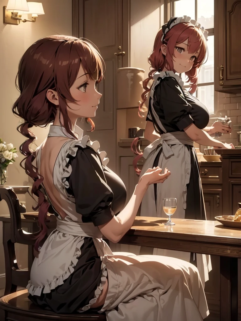 Sakuya's Sisters (Meiling and Hong Meiling): Both sisters wear maid outfits with white aprons and hats. BREAK Hong Meiling has purple hair, BREAK while Meiling has red hair. Reisen Udongein Inaba: Reisen, a moon rabbit, is recognized by her purple eyes and long purple hair. Her ears are large and erect, and she sometimes uses a rabbit ear barrier. She typically wears a light purple kimono.