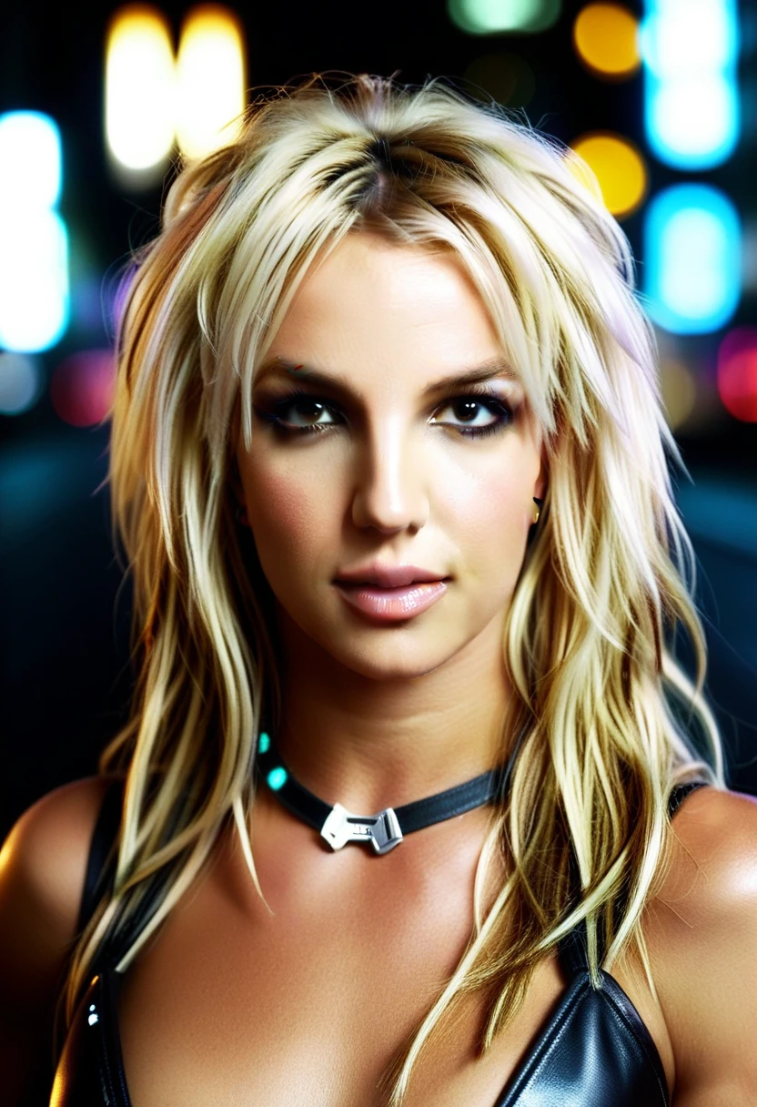cinematic film still of Cyberpunk Style
A cyberpunk messy blonde hair Britney Spears staring at camera in a dark gotham city at night Cyberpunk Style, shallow depth of field, vignette, highly detailed, high budget, bokeh, cinemascope, moody, epic, gorgeous, film grain, grainy