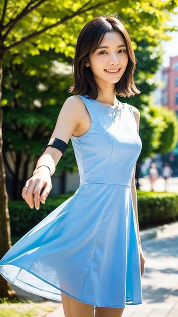 (Highest quality:1.5), (Real:1.4), (Ultra high definition:1.4), (1 Japanese very thin woman in her twenties), (very thin body), skinny face, (Summer Dresses), (Long Length), (very thin woman is standing in the city park), (20's very thin woman is standing with summer dress in the city park), (front view of a very thin woman), (clear), (Face close-up), (smile), (Turn your body forward), (upright), (Super skinny), (very thin), (Very thin), , (Face close-up)