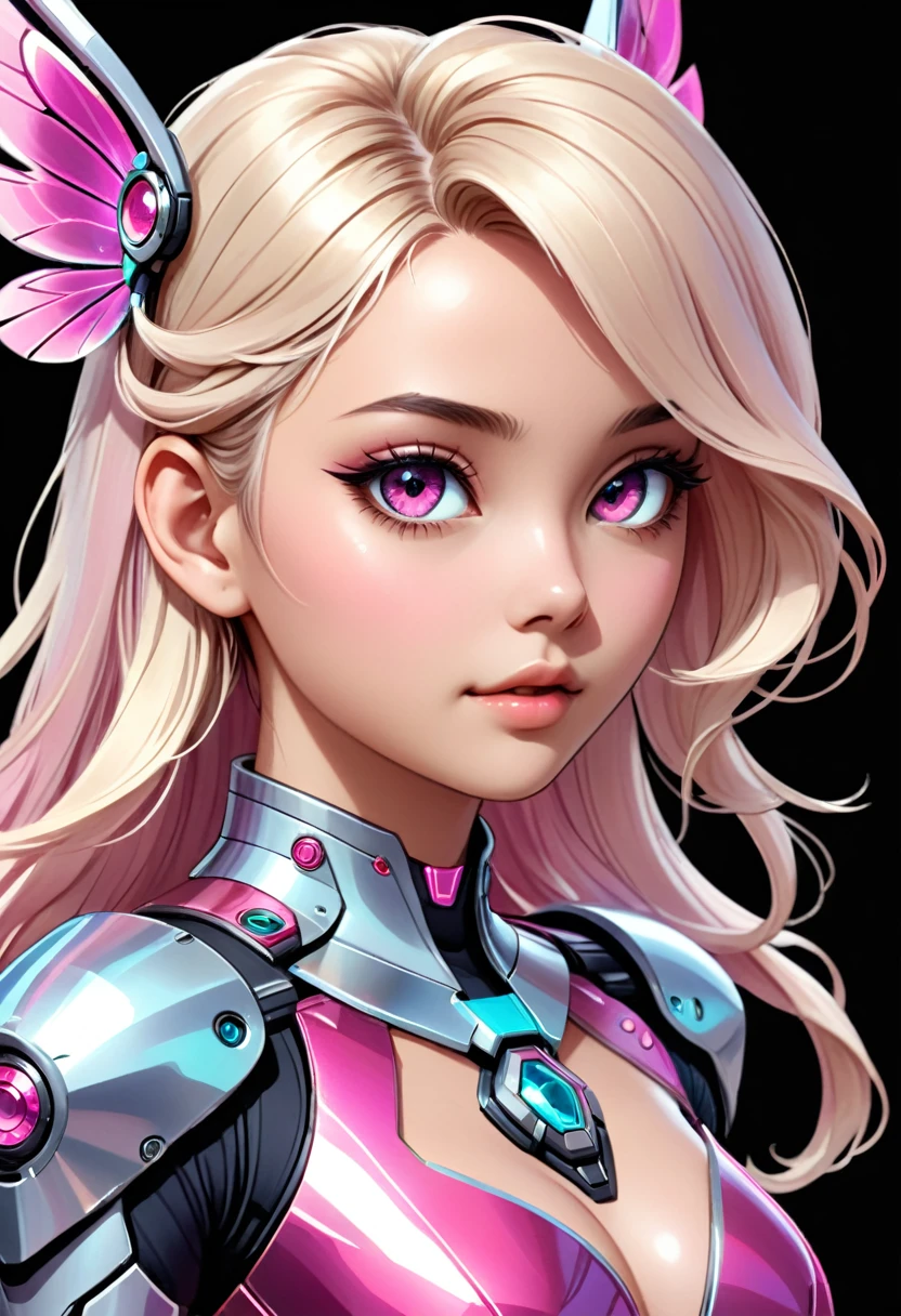 ((Highly accurate drawing in every detail)Extremely precise depiction)[High resolution],(detailed illustrations,Very fine and detailed drawing,Delicate drawn lines with tempo,Realistic texture expression),[color traced main line],[labo],[[hentai]] アニメ (CYBERGirl anime Beauty 13 years old Cyborg[wavy hair (platinum blonde)]),([Butterfly wings] Magenta-pink Papillon cybernean armor [Aurora Armor] Fuselage only transparent material) Cyber Headset,(cybernetic [clear lenticular iris]),(intricate and beautiful decoration [Dense detail]),(Fine and beautiful skin expression [transparency]),Precisely drawn eyes[Perfect eyes detailed(Iris drawn in minute detail)(Beautiful eyes like jewels)],[eyes light[Pinpoint lighting for the eyes]],[long and beautiful eyelashes],[precisely drawn hair [Beautiful and lustrous hair detailed]],(Perfectly hand detailed [Beautiful fingers with no damage [beautiful nails]]),(perfect anatomy(perfectly balanced proportions))[[full body portrait]],[[Design built to the highest level]][ideal color coordination(Accurate simulation of light and material interactions)],([Precision Detail](detailed,高fine)),[Visual art that tells a story],((highest quality)fine[[High density drawing]])(4K Quality).