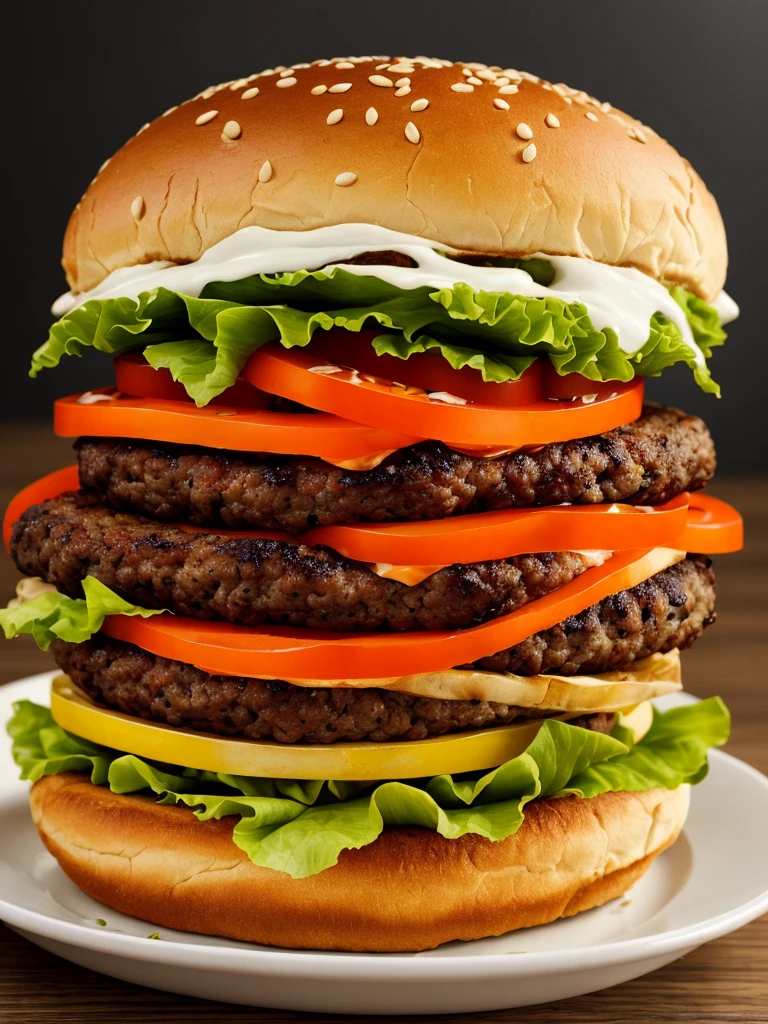 A burger falling in pieces juicy, tasty, hot, promotional photo, intricate details, hdr, cinematic, adobe lightroom, highly detailed