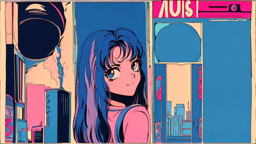 alone(80's, Retro, City Pop Poster:1.5), (Album cover), (masterpiece, Highest quality), (anime, figure), Best Photo Poses, Dynamic Angle, Cowboy Shot, alone, smile, A perfect eye for detail, Delicate face, High Fashion, Retroなゲームセンター、American casual、jazz、the 90s、Vintage、tobacco、speaker、Saxophone、rain、 Knight、City Boy、Retro、citypop、９０ｓ、Dynamic Angle, Stylish、headphone、animeの雰囲気、4ｋ、American casual、night、