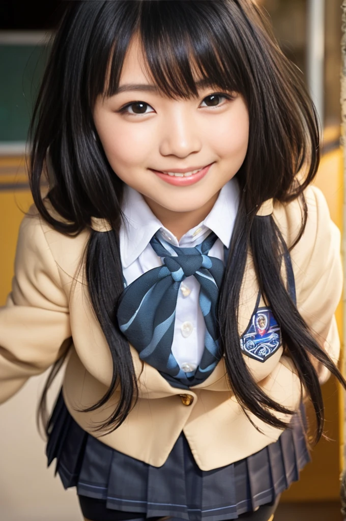 (8K、Raw photography、Highest quality、masterpiece:1.2),(Black Hair、Dark Eyes:1.9),(High school girls、school uniform:1.6)、View your audience,Viewed from the front,White skin,(Sticking out tongue:1.4)、(Tight waist:1.6)、(Clothes that accentuate the shape of the breasts:1.0)、(Big Breasts :1.3)、Slim figure、Ultra-high resolution,beautiful,beautiful fece,(One person、No background:1.9),whole bodyボディー,Japanese women,(reality的:1.37)、Photon Mapping,reality、(Baby-faced and cute: 1.4)、(Cute Smile: 1.8)、(Round face: 1.8)、Radio City、Physically Based Rendering、Depth of field rally background、photograph, (I can see your knees、Thigh close-up:1.8),(:1.6),whole body、Great quality
