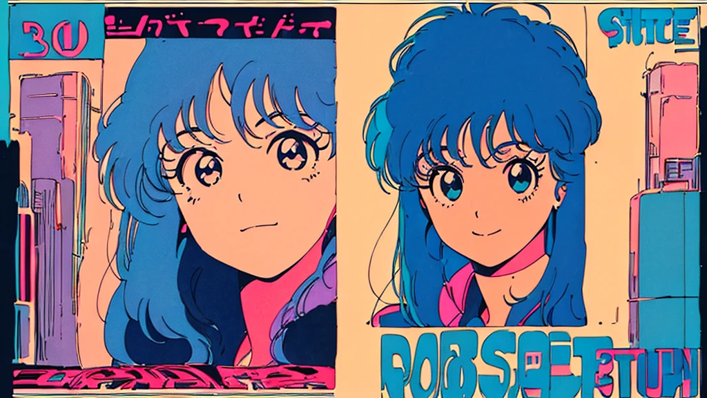 (80's, Rトロ, City Pop Poster:1.5), (Album cover), (masterpiece, Highest quality), (anime, figure), Best Photo Poses, Dynamic Angle, Cowboy Shot, alone, smile, A perfect eye for detail, Delicate face, High Fashion, R