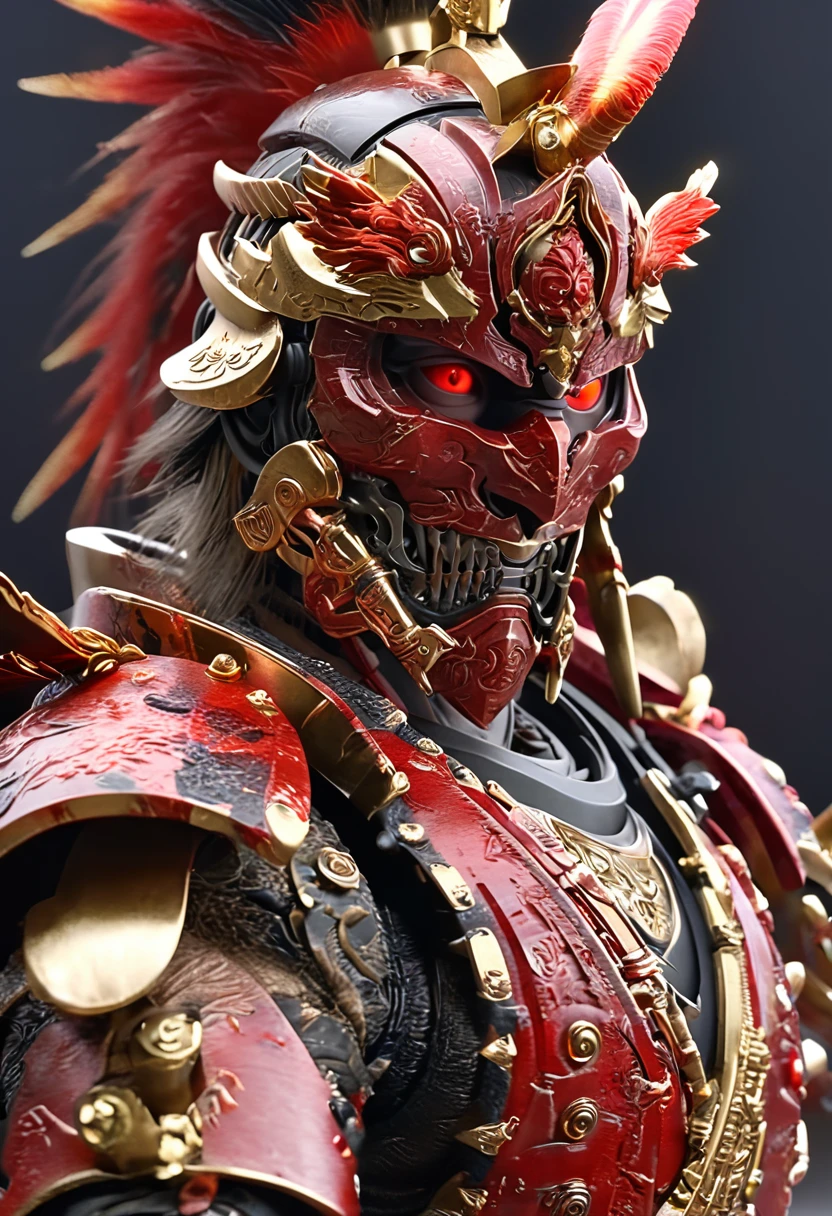 Ultra HD、super high quality、Real、CG、Masterpiece、cyborg、Android、Smoke coming out of your mouth、The weapon is a Japanese sword、Samurai-like armor is made of full metal、Launch an attack on the enemy, FW Murano Style, Vibrant Color Blast, Incredibly detailed, Eyes glow red、dark, Key Visual, Atmospheric, 非常にReal, Attention to detail and texture, Ray Tracing