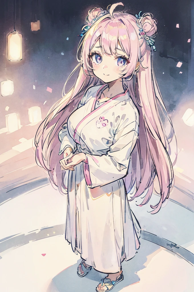 1girl, cute young woman, full body portrait, standing pose, modern casual outfit, white background, soft lighting, high detail, anime style, vibrant colors, kawaii, big eyes, cheerful expression