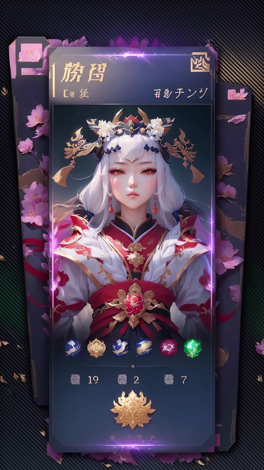 a close up of a card with a picture of a woman in a crown, onmyoji portrait, onmyoji detailed art, inspired by Pu Hua, portrait knights of zodiac girl, inspired by Ju Lian, onmyoji, heise jinyao, inspired by Lan Ying, xianxia hero, g liulian art style, inspired by Ai Xuan