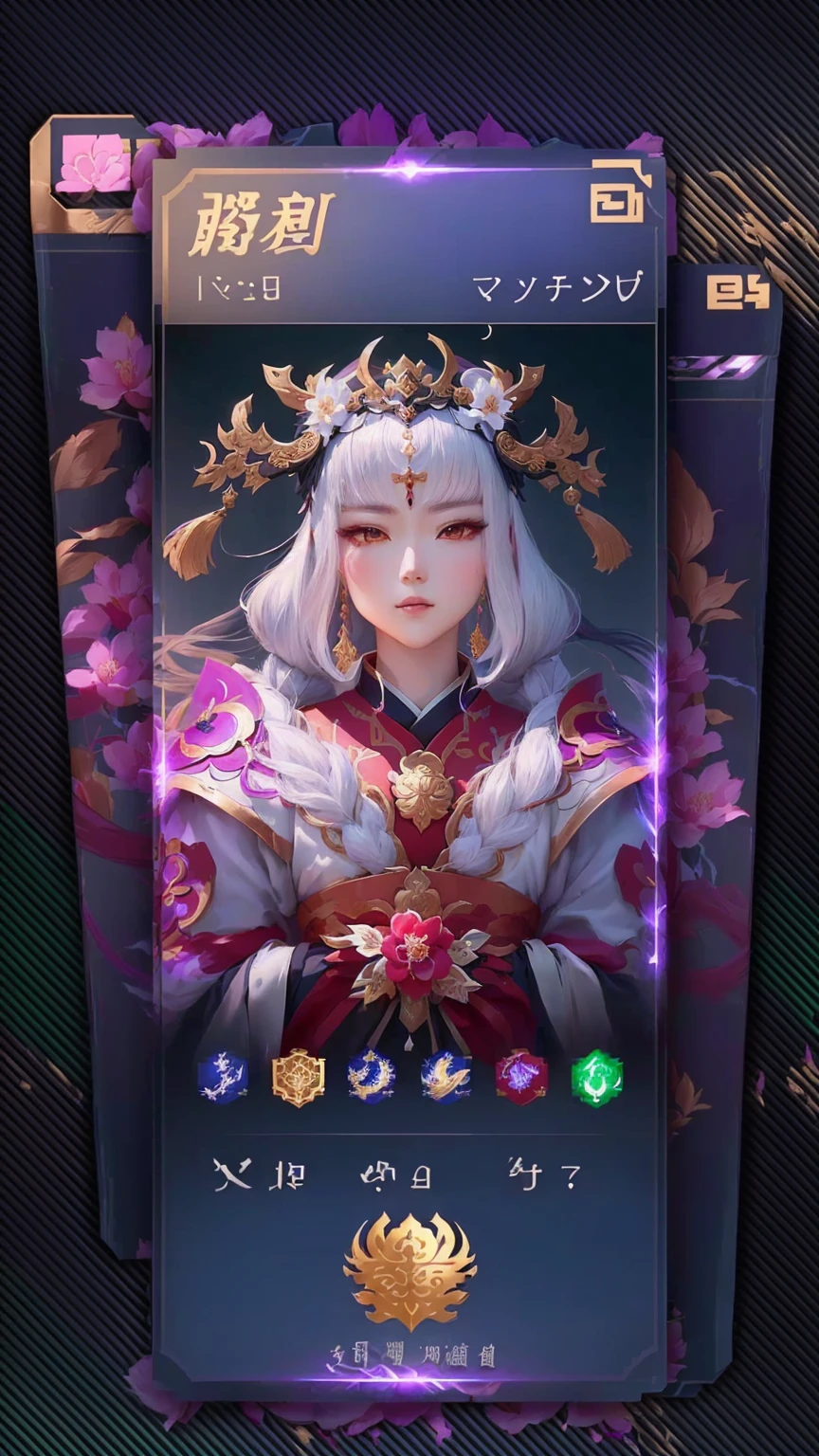 a close up of a card with a picture of a woman in a crown, onmyoji portrait, onmyoji detailed art, inspired by Pu Hua, portrait knights of zodiac girl, inspired by Ju Lian, onmyoji, heise jinyao, inspired by Lan Ying, xianxia hero, g liulian art style, inspired by Ai Xuan