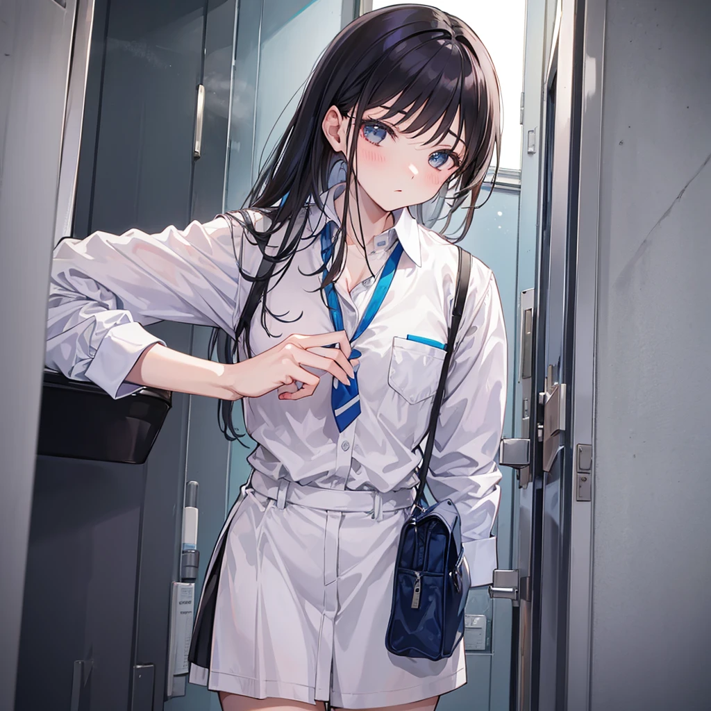 A man and a woman fucking in the school bathroom.