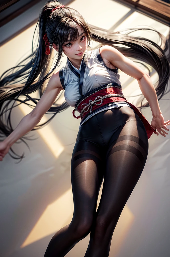 Sleeveless high-leg retard, ponytail, Japanese Girls, 8K, Full Body Tights, Highest quality, masterpiece, Realistic, Photorealistic ultra-detailed, One Girl, cute, The best smile, Beautiful Eyes, Long Hair, Perfect Face,