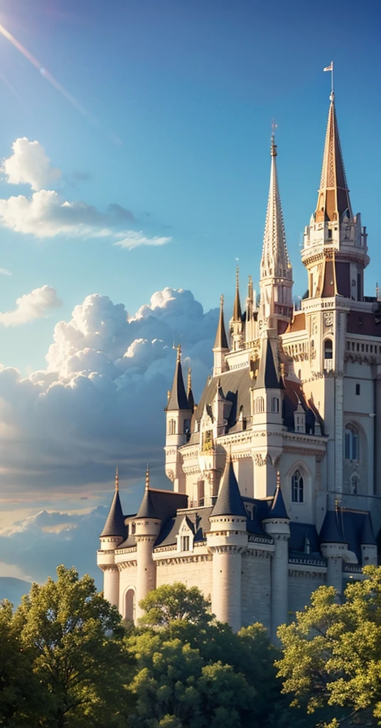 A magical castle with building open