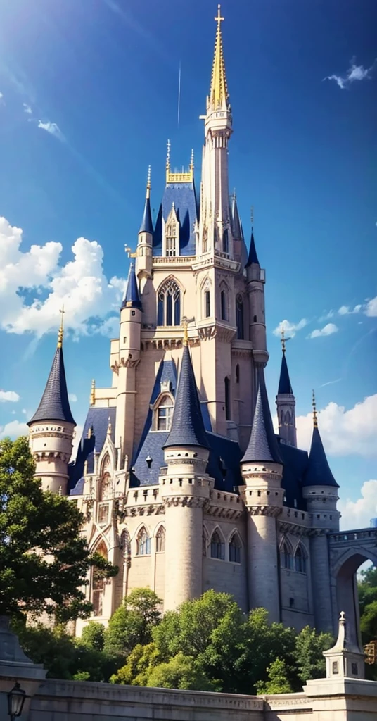 A magical castle with building open