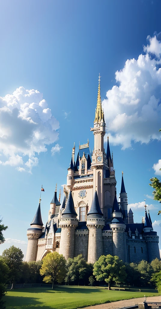 A magical castle with building open