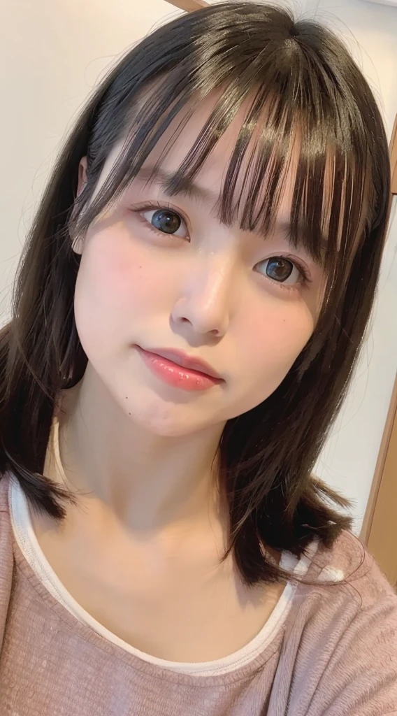 1 female、Highest quality、Ultra-high resolution、(Realistic:1.4)、blush、cute、(Detailed face)、Laughter、Looking into the camera、Inside the room、Black underwear、Huge 、Accentuate your breasts、Large Breasts、Shortcutole in the eye、Face close-up、Married women