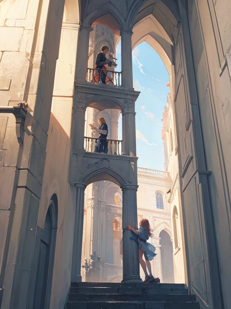 Romeo climbing the tower to meet Juliet