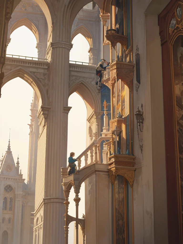 Romeo climbing the tower to meet Juliet